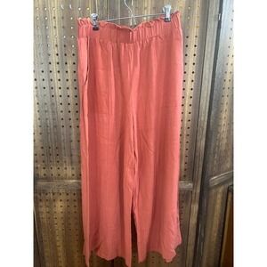 Anrabess  Linen Blend Wide Leg Pants Women's Large NWT Viral Pants Tiktok